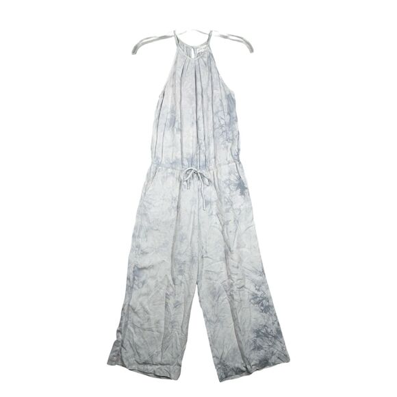 Belle Dahl Jumpsuit Womens Small Blue Tie Dye Pleated Wide Leg Jumper Hippie - Picture 1 of 8